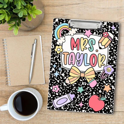 Custom Teacher Clipboard Composition Book With Name, Personalized Teacher Gift, Teacher Appreciation, School Supplies, Back To School Gift