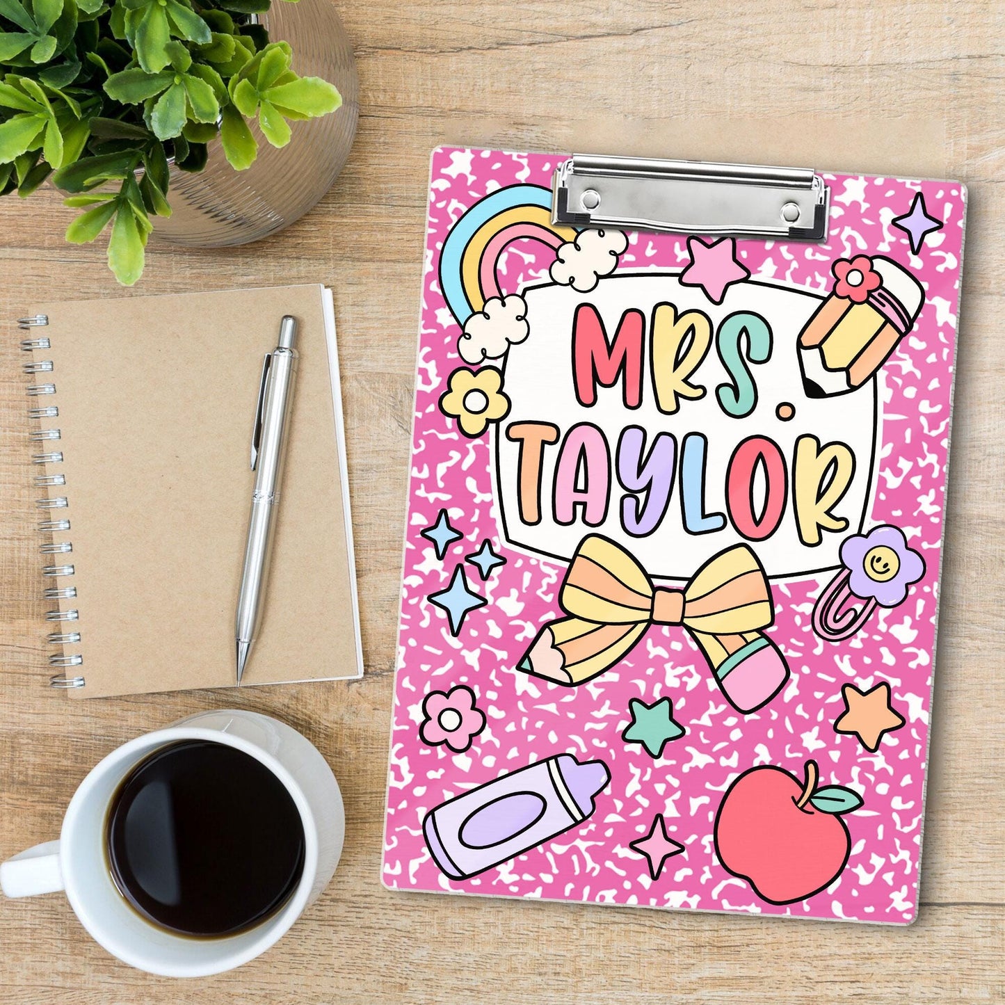 Custom Teacher Clipboard Composition Book With Name, Personalized Teacher Gift, Teacher Appreciation, School Supplies, Back To School Gift