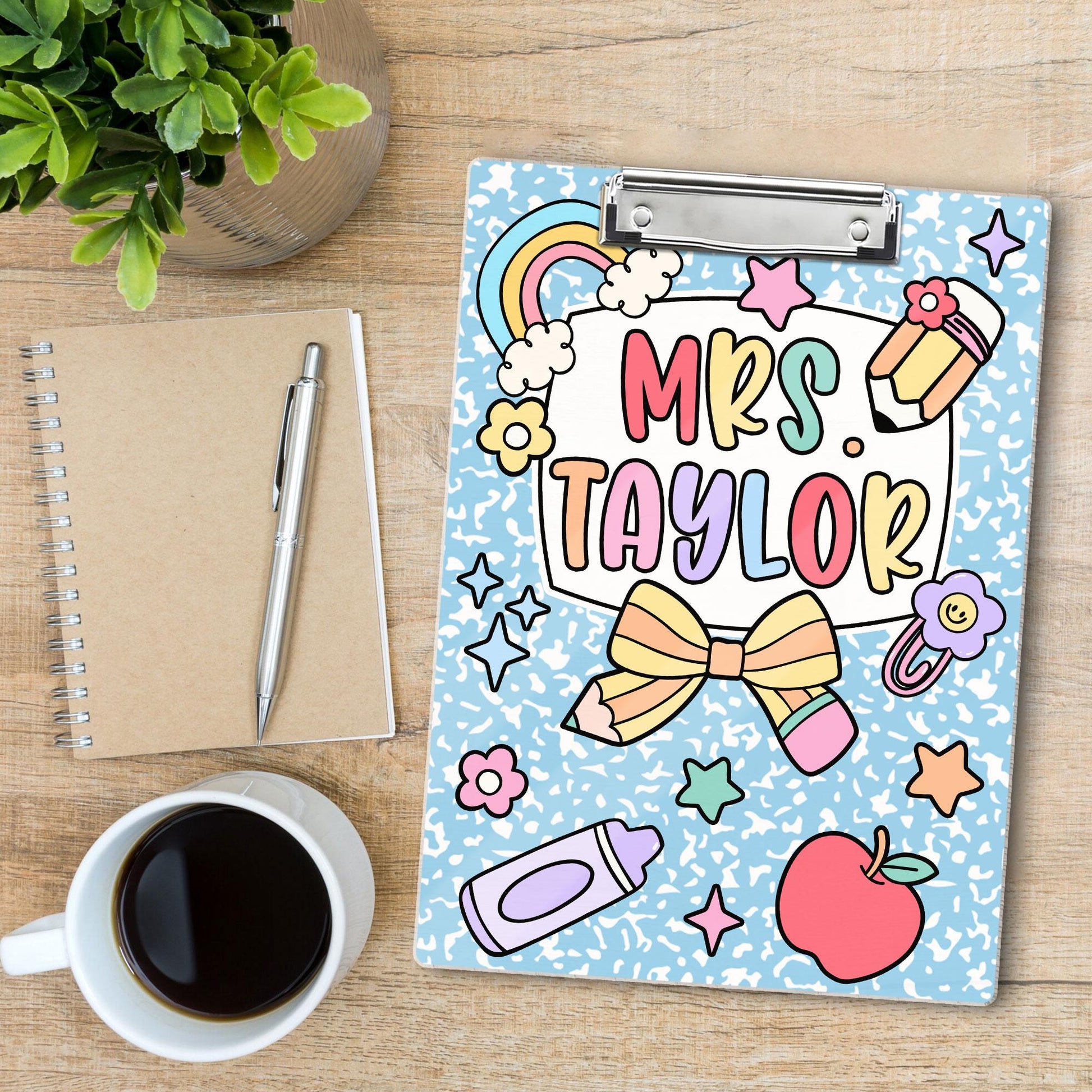 Custom Teacher Clipboard Composition Book With Name, Personalized Teacher Gift, Teacher Appreciation, School Supplies, Back To School Gift