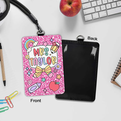 Personalized Teacher ID Badge Holder, Composition Book Teacher ID Badge Holder, Teacher Gift, Teacher Appreciation Gift, Back To School Gift