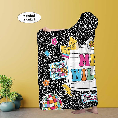 Personalized Teacher Blanket Custom Hooded Blanket, Composition Book Blanket, Teacher Gifts, Back To School Gift, Teacher Appreciation Gift