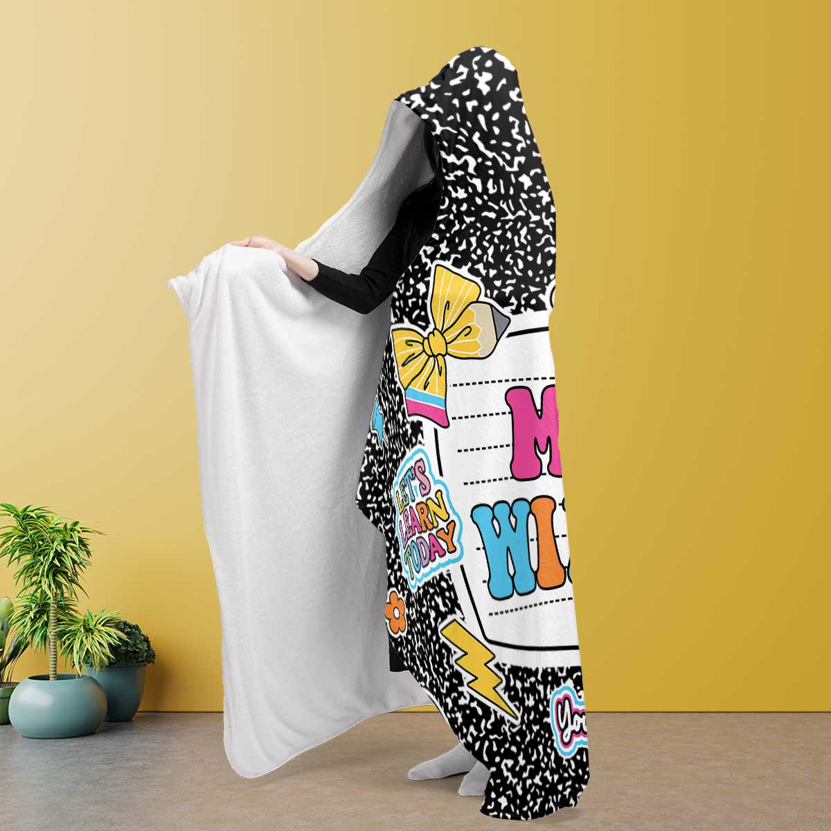 Personalized Teacher Blanket Custom Hooded Blanket, Composition Book Blanket, Teacher Gifts, Back To School Gift, Teacher Appreciation Gift