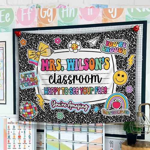 Custom Teacher Tapestry Classroom Tapestries, Happy To See Your Face, Teachers Name Gift, Teacher Appreciation Gifts, Back To School Gift