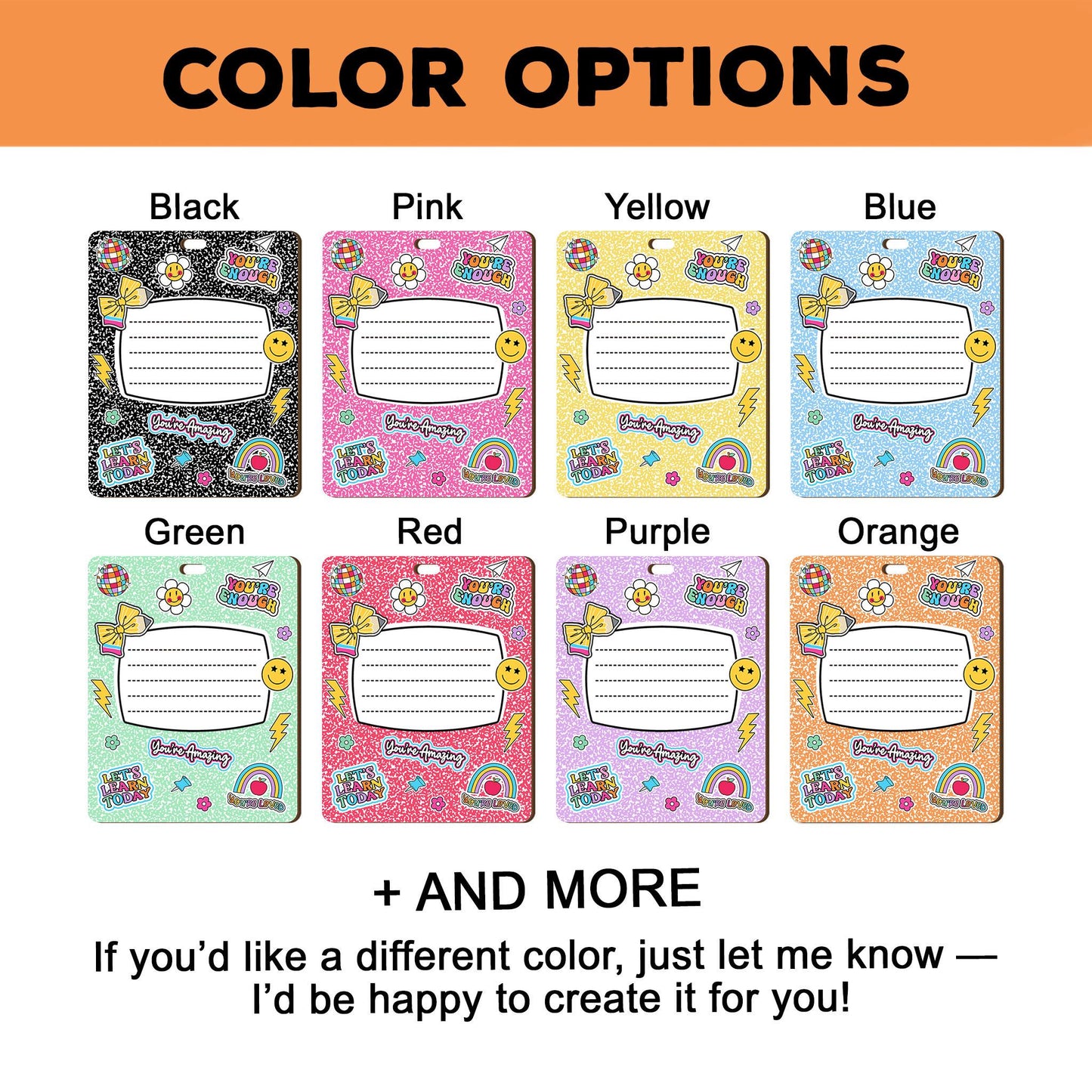 Personalized Teacher Hall Pass With Lanyard, Bathroom Pass Nurse Pass, Classroom Hall Pass Composition Book Theme, Teacher Appreciation Gift