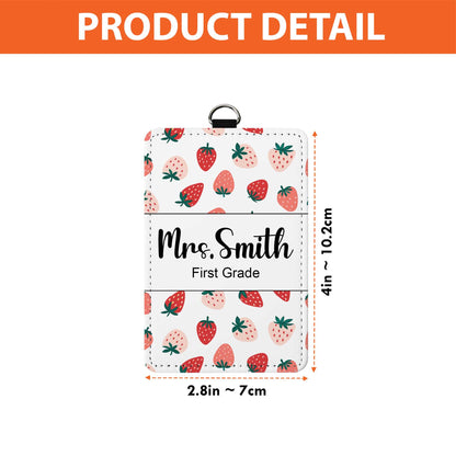Custom Teacher ID Badge Holder ID Holder Teacher Apple Strawberry, Personalized Teacher Gift, Teacher Appreciation Gift, Back To School Gift
