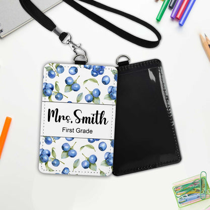 Custom Teacher ID Badge Holder ID Holder Teacher Apple Strawberry, Personalized Teacher Gift, Teacher Appreciation Gift, Back To School Gift