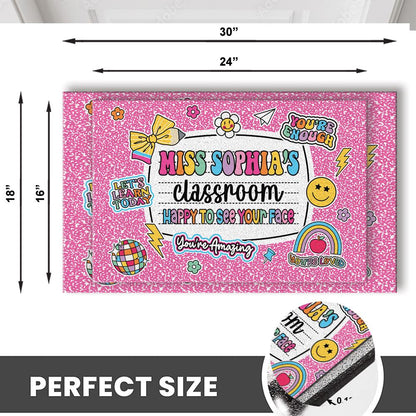 Personalized Teacher Classroom Doormat, Composition Notebook Classroom Office Doormat, Back to School Decor, Teacher Appreciation Gifts