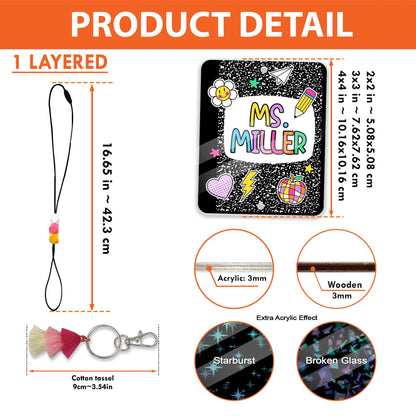 Personalized Teacher Lanyard: Beaded ID Badge Holder with Tassel