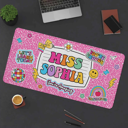 Personalized Teacher Desk Mat, Custom Teacher Composition Book Desk Mat With Name, Teacher Gifts, Back To School, Teacher Appreciation Gift