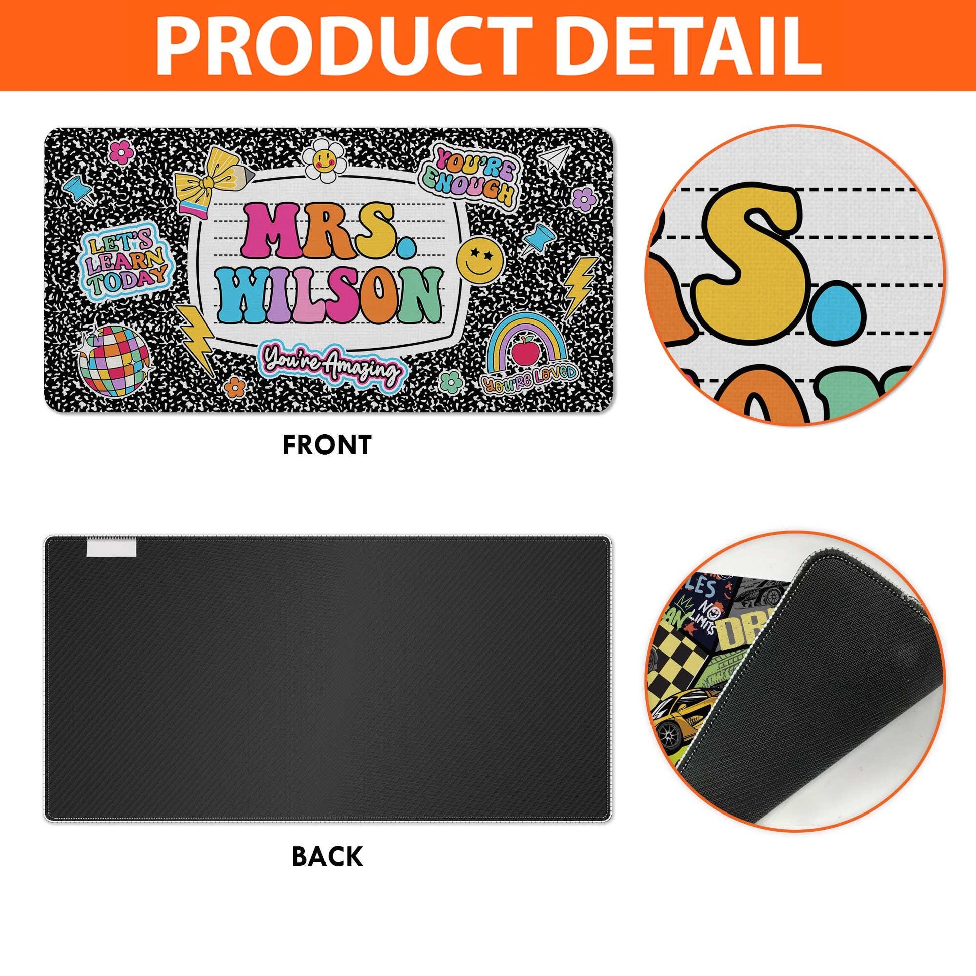 Personalized Teacher Desk Mat, Custom Teacher Composition Book Desk Mat With Name, Teacher Gifts, Back To School, Teacher Appreciation Gift