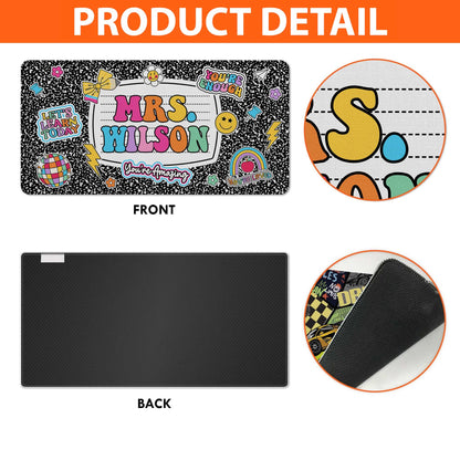 Personalized Teacher Desk Mat, Custom Teacher Composition Book Desk Mat With Name, Teacher Gifts, Back To School, Teacher Appreciation Gift