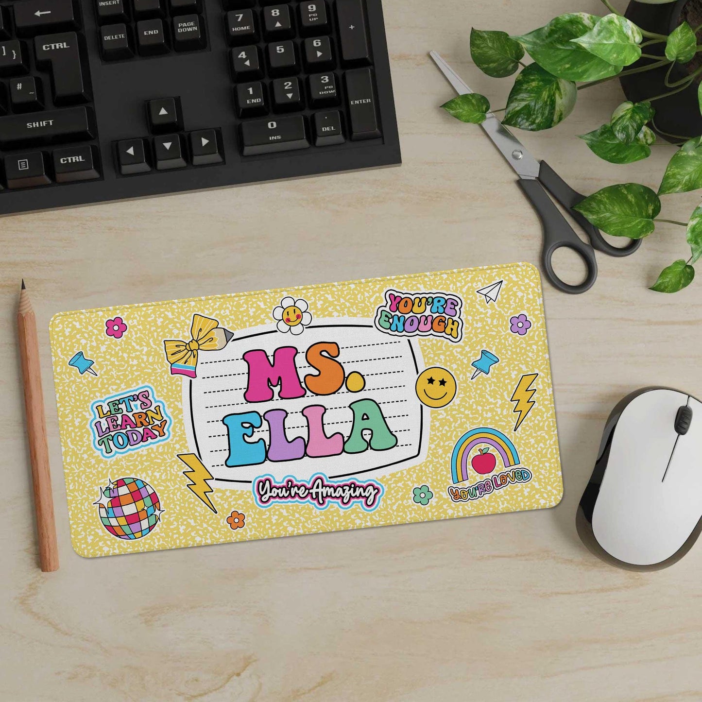 Personalized Teacher Desk Mat, Custom Teacher Composition Book Desk Mat With Name, Teacher Gifts, Back To School, Teacher Appreciation Gift