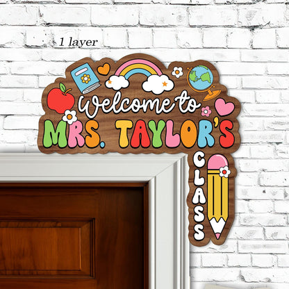 Personalized Teacher Doorframe Teacher Welcome Sign Classroom Custom Door Hanger, Teacher Appreciation Gift, Door Corner Sign, Teacher Gift