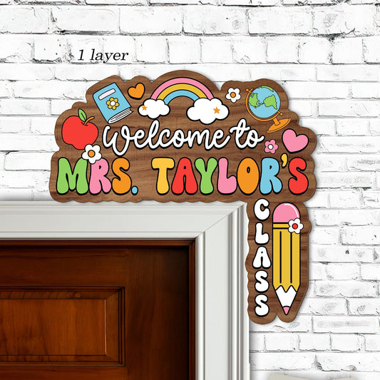 Personalized Teacher Doorframe Teacher Welcome Sign Classroom Custom Door Hanger, Teacher Appreciation Gift, Door Corner Sign, Teacher Gift