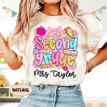 Personalized Teacher Shirt, Custom Grade, Back To School Cotton Tee