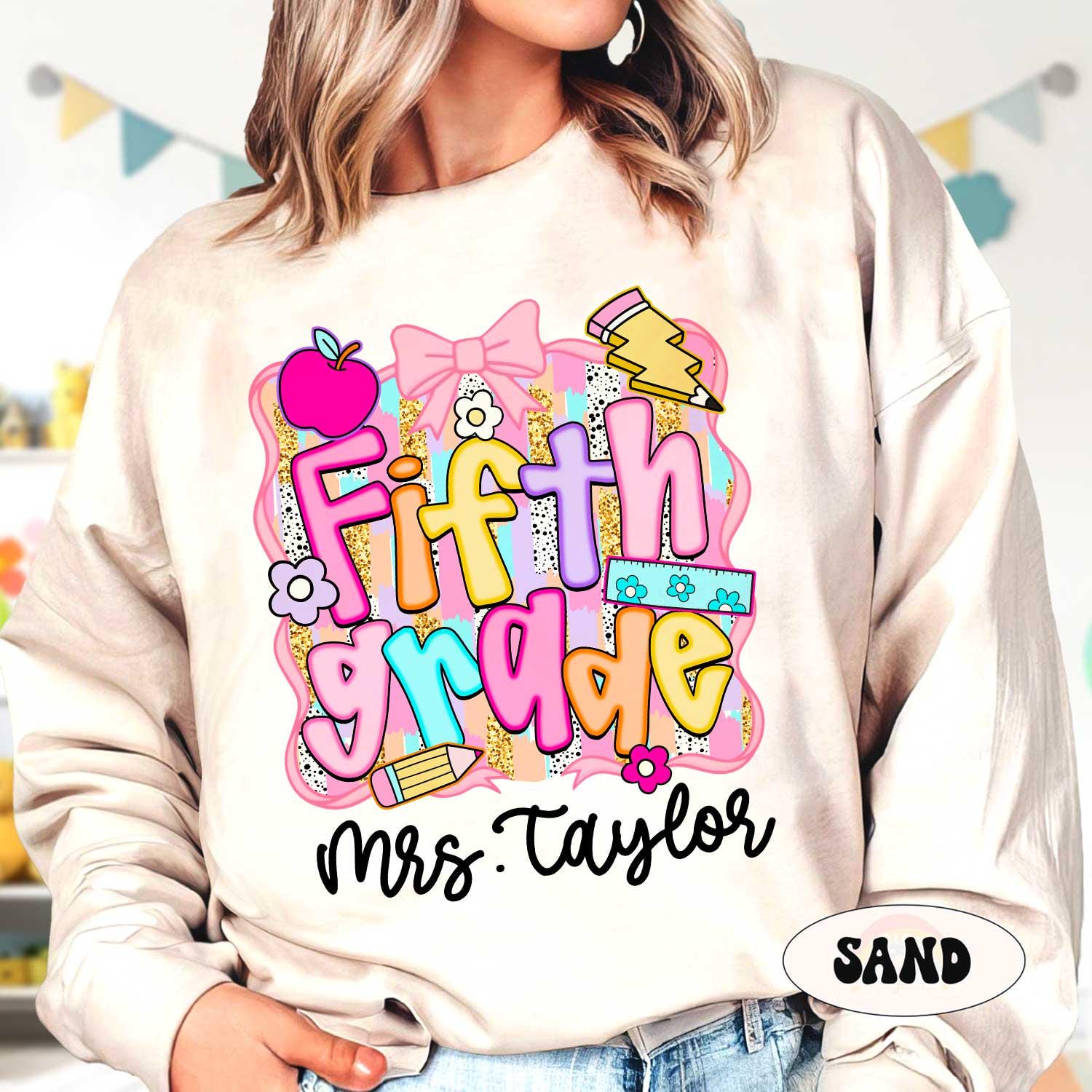 Personalized Teacher Shirt, Custom Grade, Back To School Cotton Tee