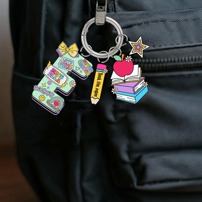 Custom Teacher Bag Chain, Teacher Name Tag School Backpack Teacher Alphabet Pencil Keychain, Back To School Gift, Teacher Appreciation Gift