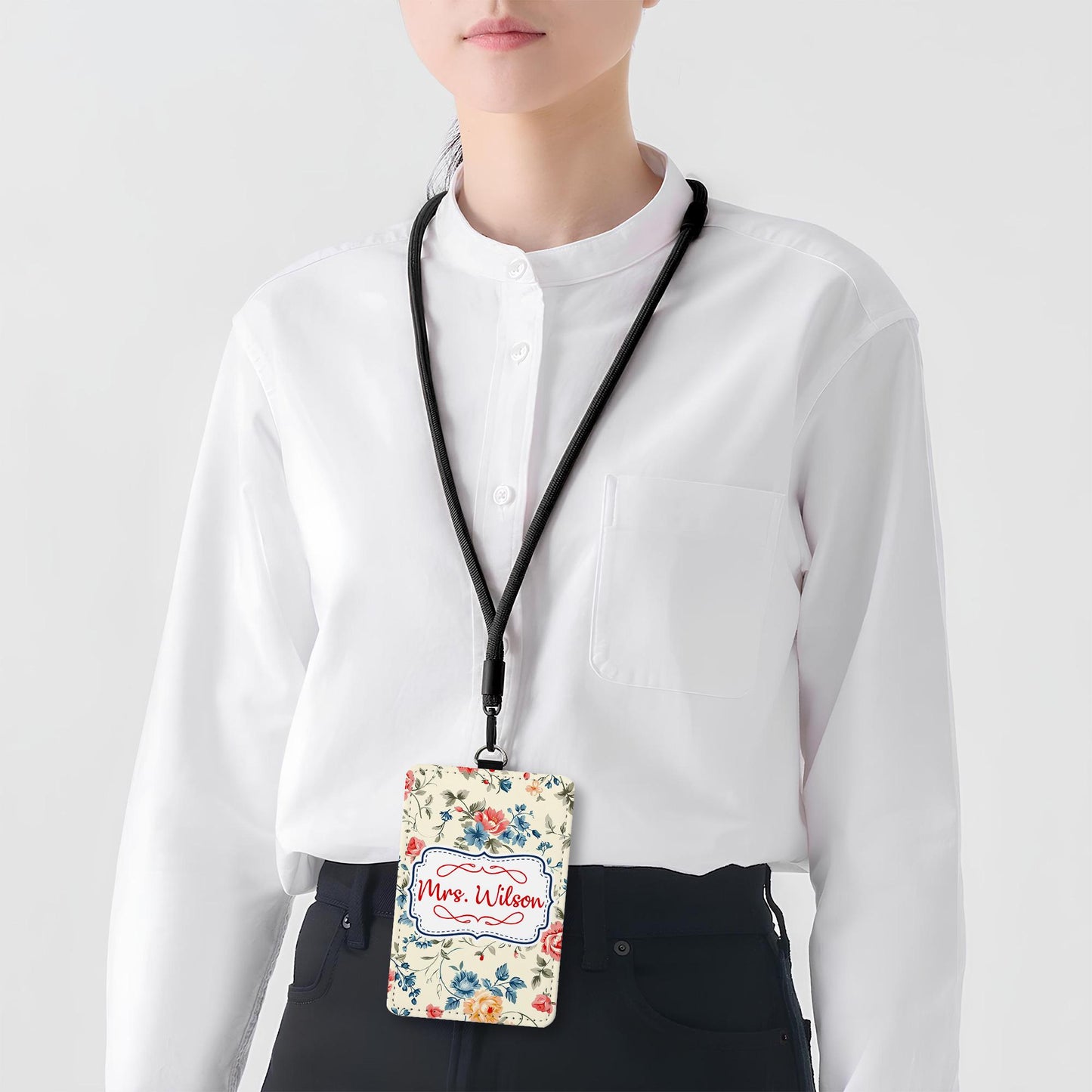 Personalized Teacher ID Badge Holder, Custom Badge Holder, ID Holder, Lanyard Accessory, Teacher Appreciation Gift, Back To School Gift