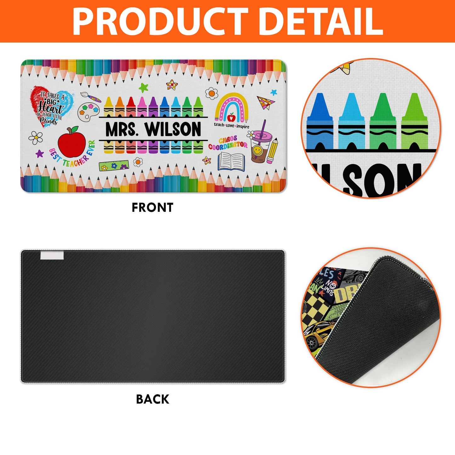 Personalized Teacher Desk Mat, Custom Crayon Pencil Desk Mat With Name, Teacher Gifts, Back To School, Teacher Appreciation Gift