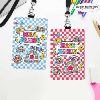 Teacher ID Badge Holder, Teacher Appreciation Gift, Custom ID Holder School Supply Theme, Teacher Lanyard With Name, Back To School Gift