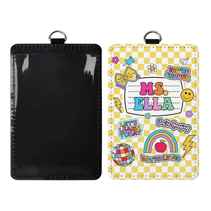 Teacher ID Badge Holder, Teacher Appreciation Gift, Custom ID Holder School Supply Theme, Teacher Lanyard With Name, Back To School Gift