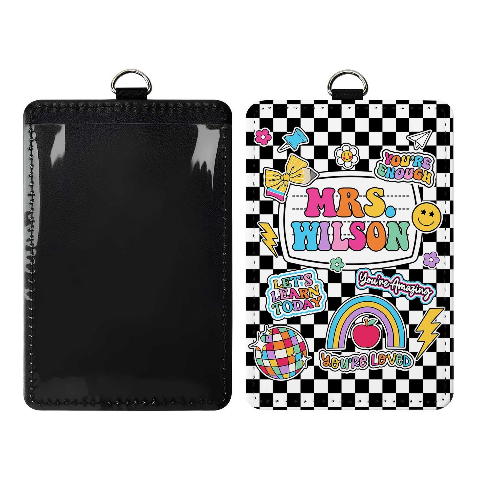 Teacher ID Badge Holder, Teacher Appreciation Gift, Custom ID Holder School Supply Theme, Teacher Lanyard With Name, Back To School Gift