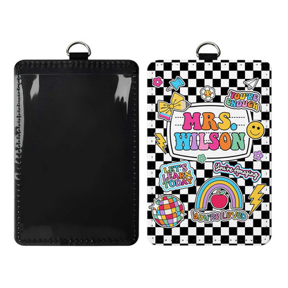 Teacher ID Badge Holder, Teacher Appreciation Gift, Custom ID Holder School Supply Theme, Teacher Lanyard With Name, Back To School Gift