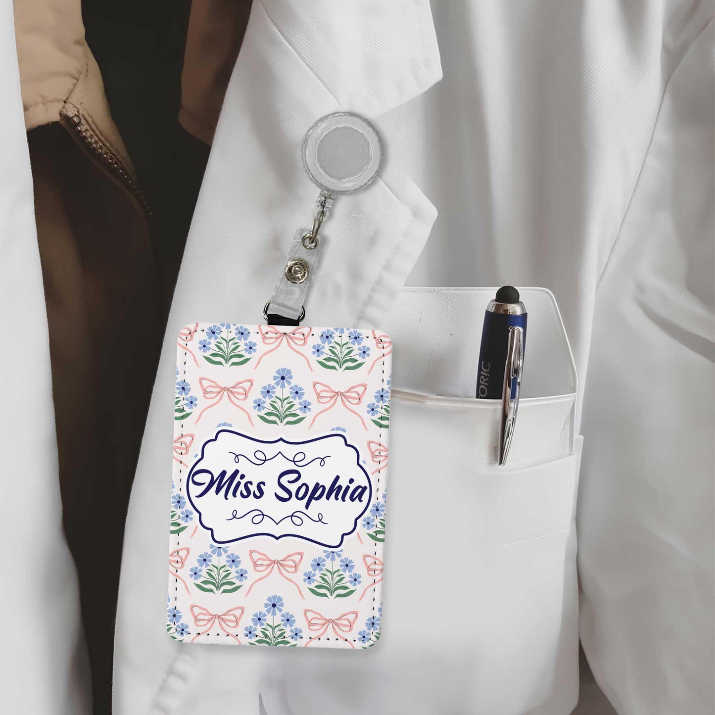 Personalized Teacher ID Badge Holder, Custom Badge Holder, ID Holder, Lanyard Accessory, Teacher Appreciation Gift, Back To School Gift