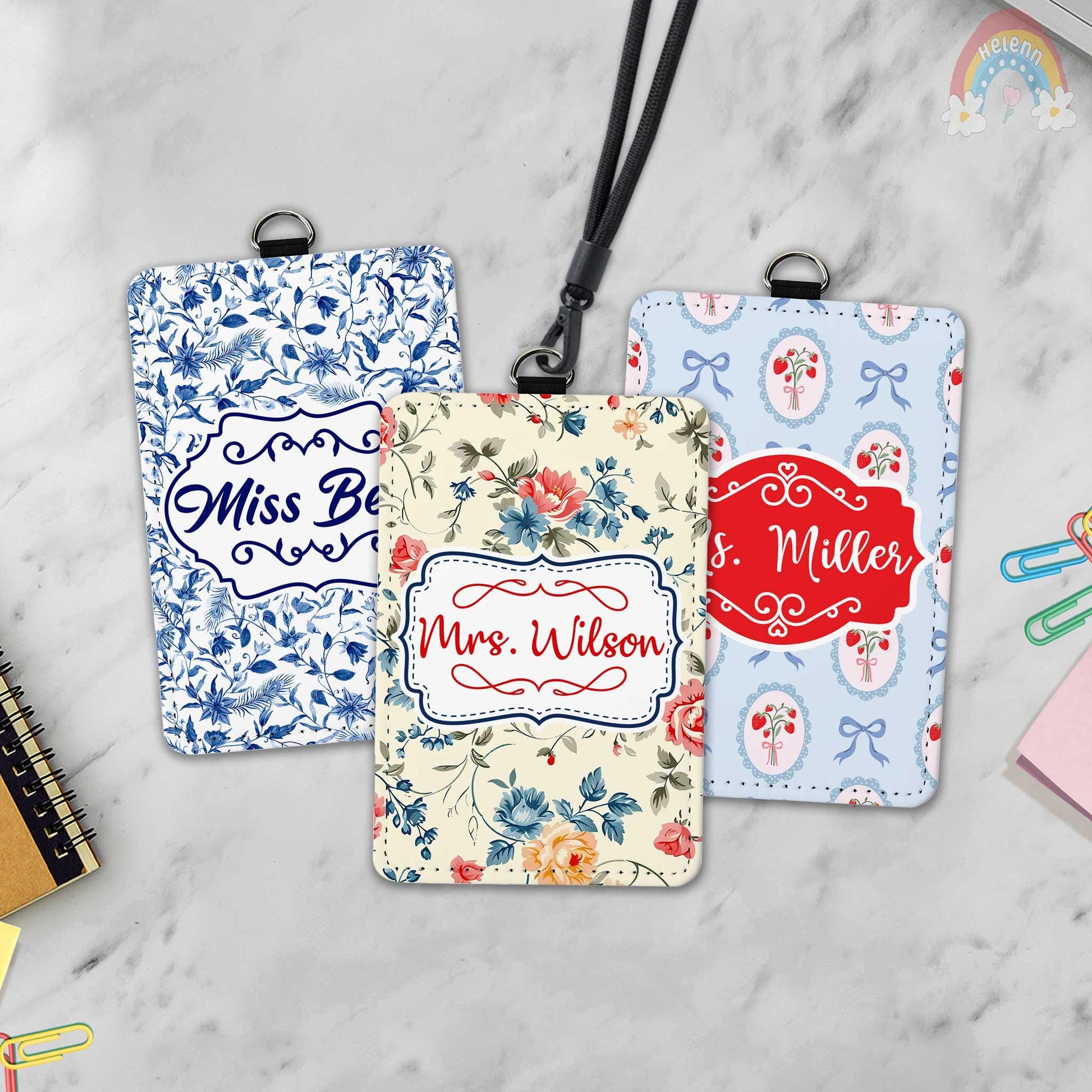 Personalized Teacher ID Badge Holder, Custom Badge Holder, ID Holder, Lanyard Accessory, Teacher Appreciation Gift, Back To School Gift