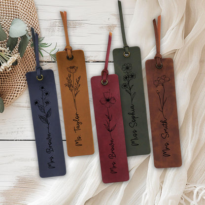Personalized Teacher Leather Bookmark, Librarian Gift Book Lover, Back To School, Custom Bookmark, Teacher Gifts, Teacher Appreciation Gift