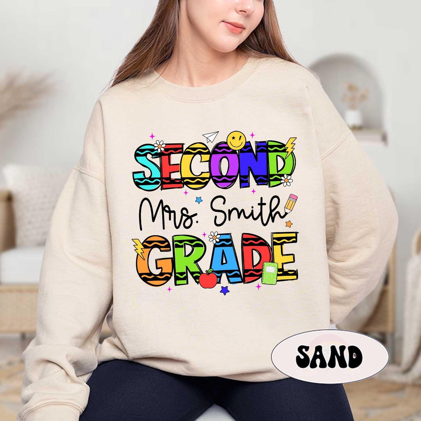Custom Second Grade Teacher Shirt, 2nd Grade Teacher Shirt, Custom Teacher Name Shirt, Back To School Shirt, Teacher Appreciation Gift