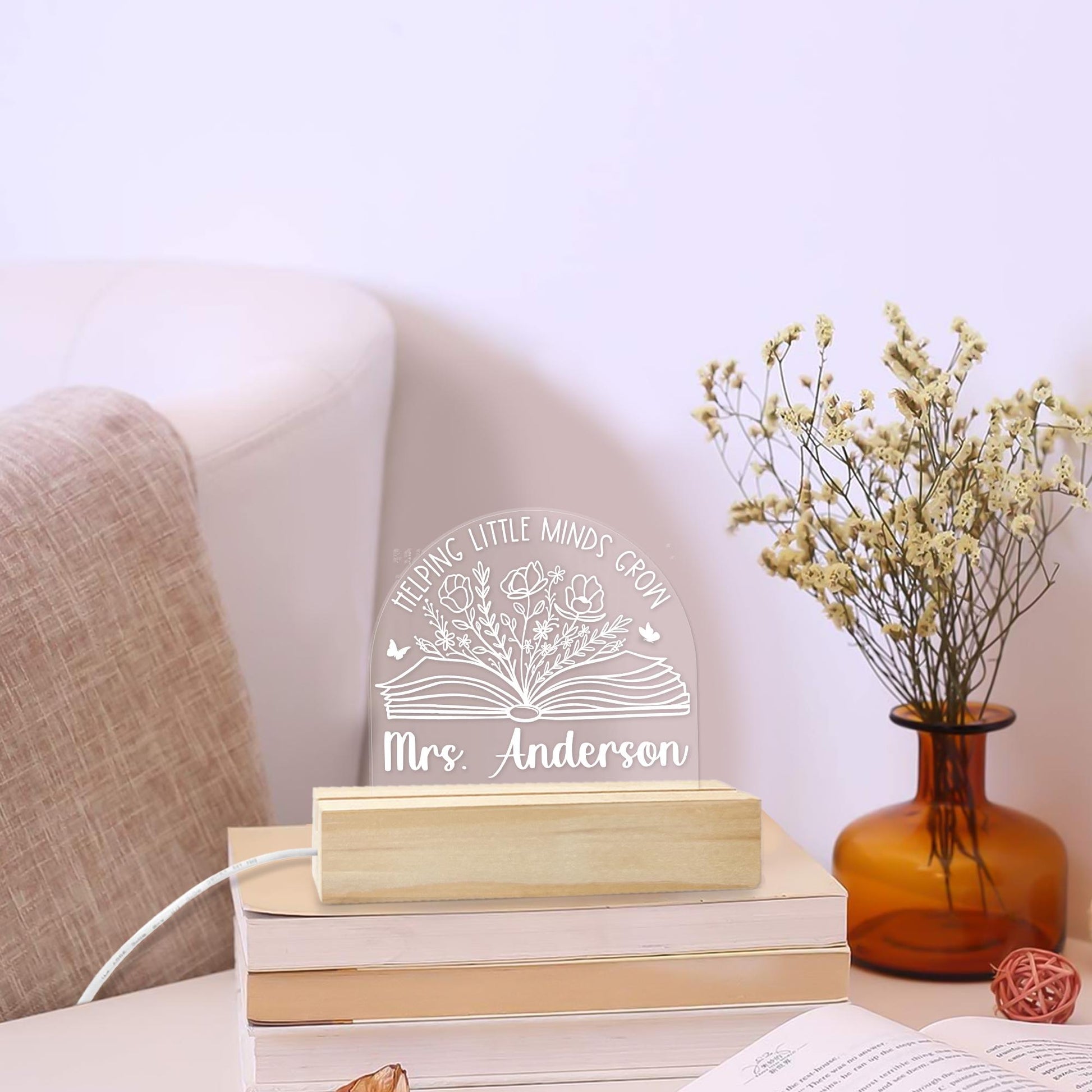 Personalized Teacher Night Light, Personalized Teacher Desk Name Plate, Classroom Decor, Back To School Gift, Teacher Appreciation Gift