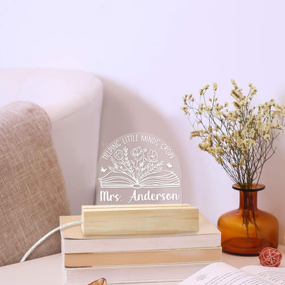 Personalized Teacher Night Light, Personalized Teacher Desk Name Plate, Classroom Decor, Back To School Gift, Teacher Appreciation Gift