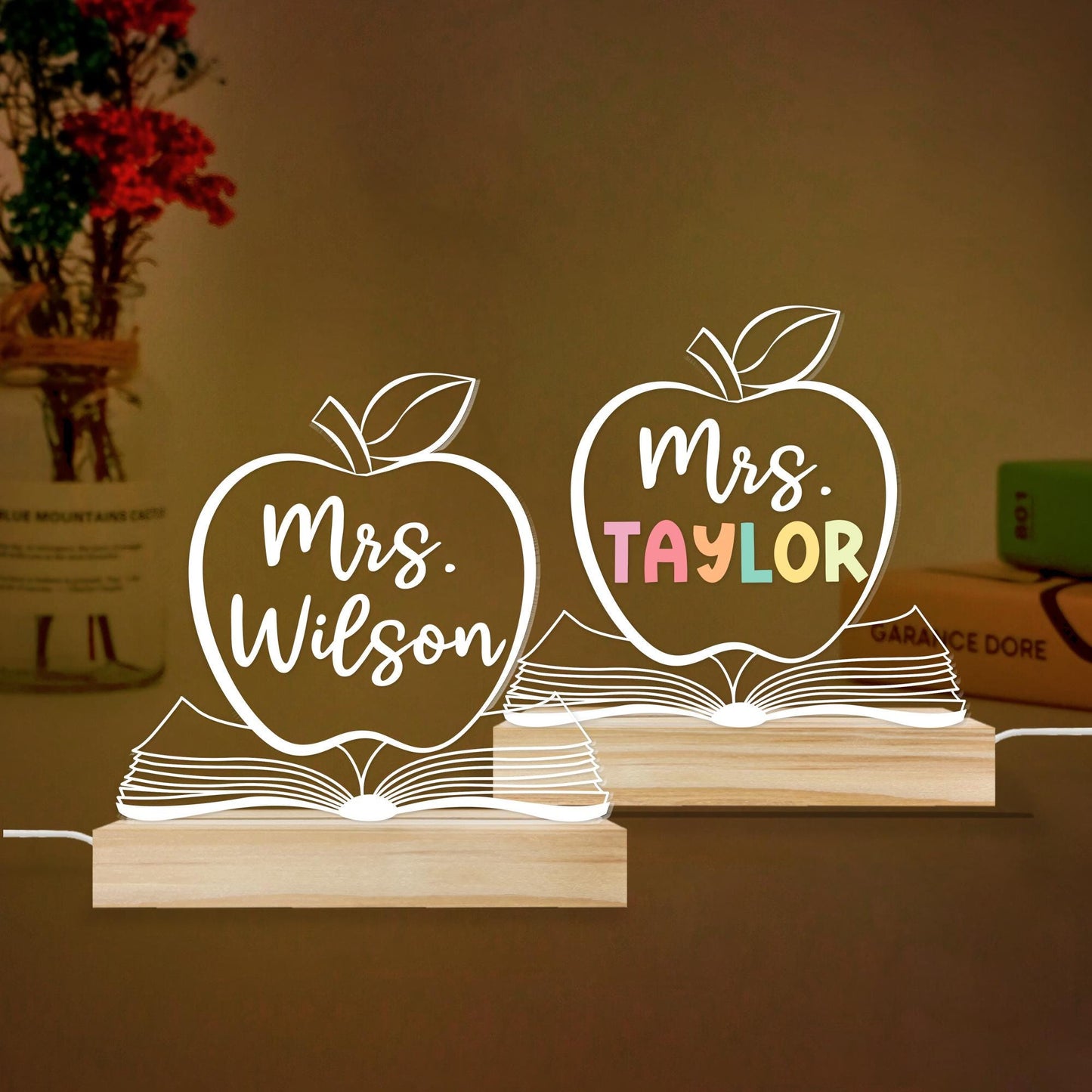 Personalized Teacher Night Light Custom Teacher Name Sign, Custom Name Light Classroom Decor, Back To School Gift, Teacher Appreciation Gift