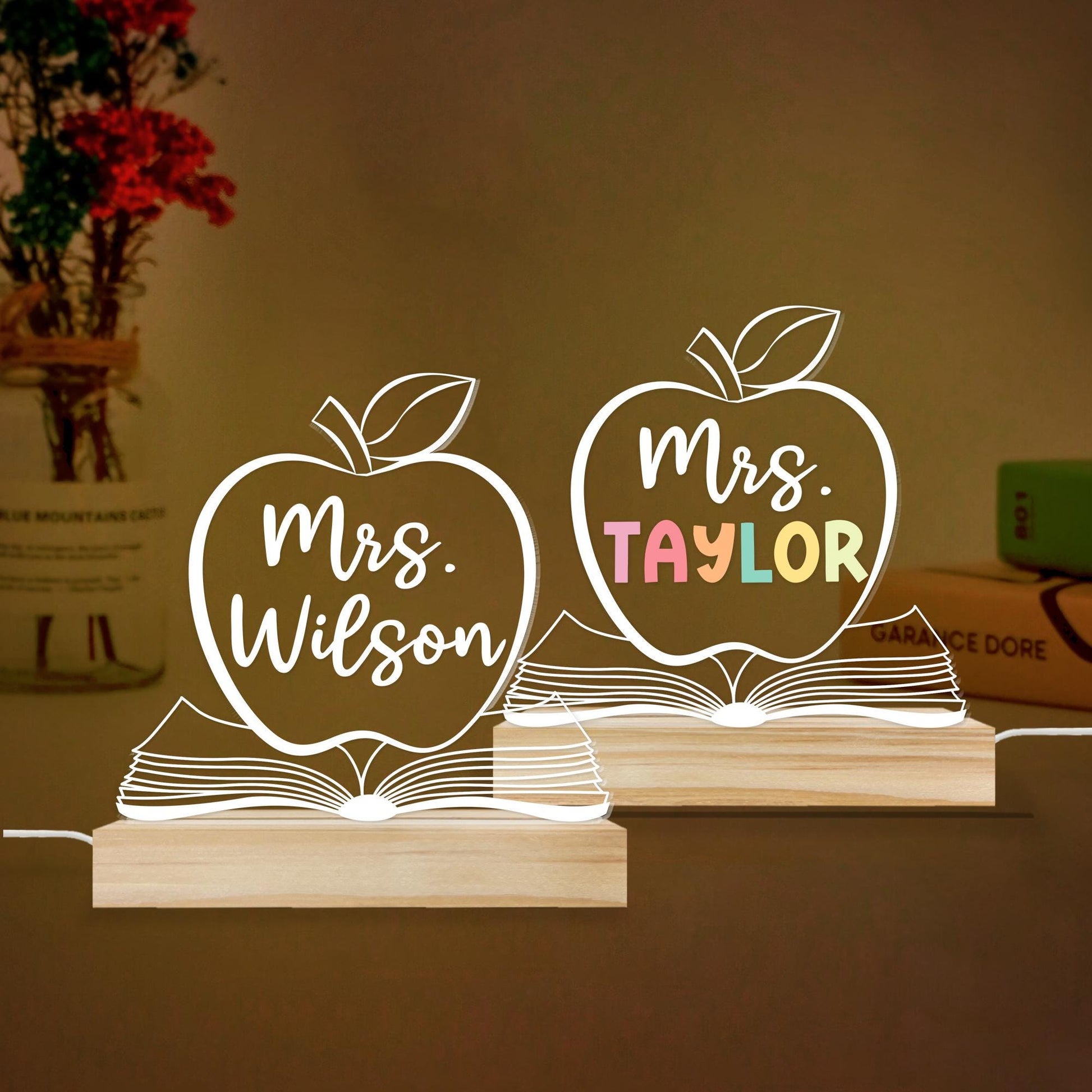 Personalized Teacher Night Light Custom Teacher Name Sign, Custom Name Light Classroom Decor, Back To School Gift, Teacher Appreciation Gift