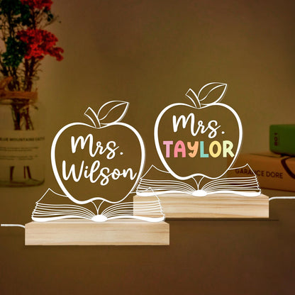 Personalized Teacher Night Light Custom Teacher Name Sign, Custom Name Light Classroom Decor, Back To School Gift, Teacher Appreciation Gift
