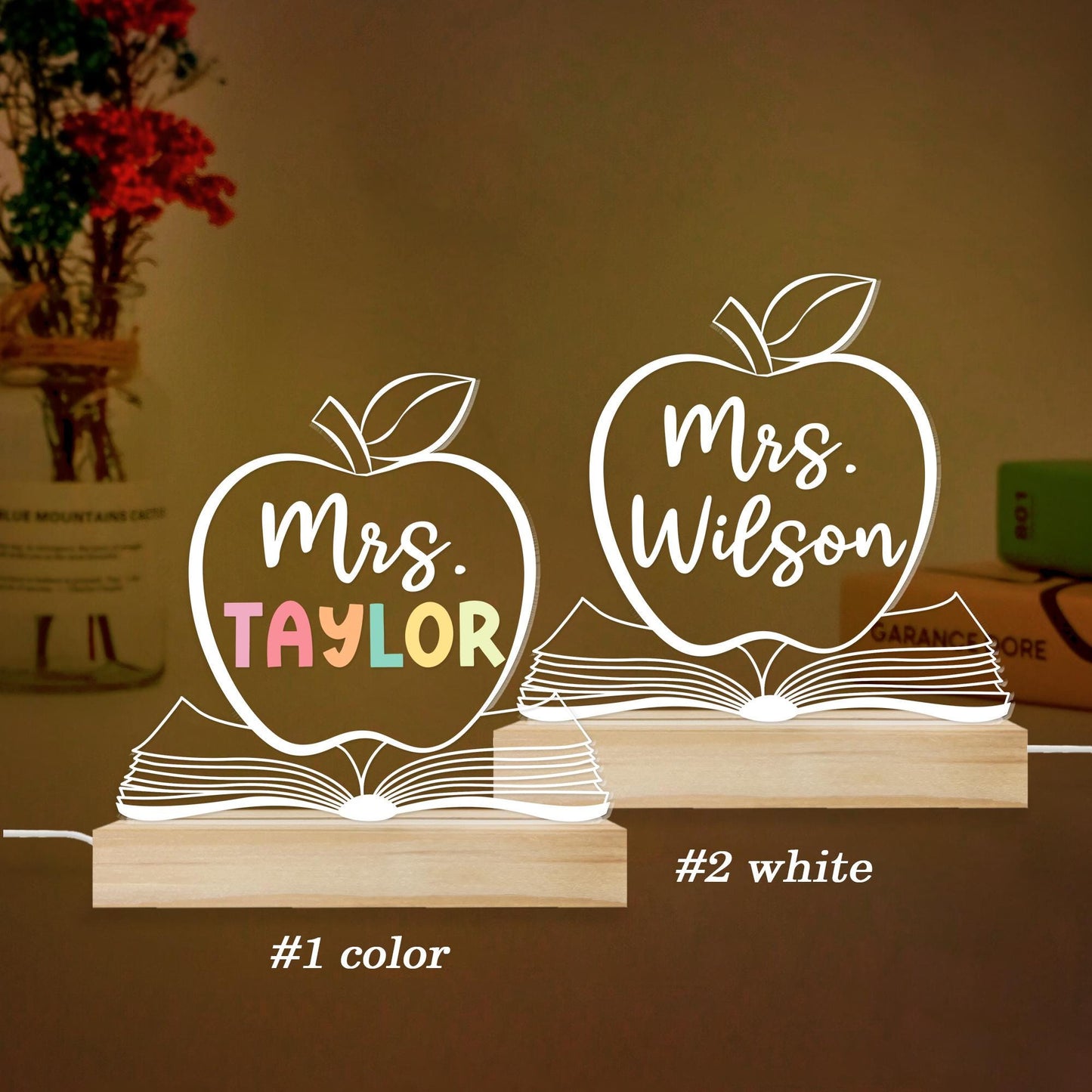 Personalized Teacher Night Light Custom Teacher Name Sign, Custom Name Light Classroom Decor, Back To School Gift, Teacher Appreciation Gift