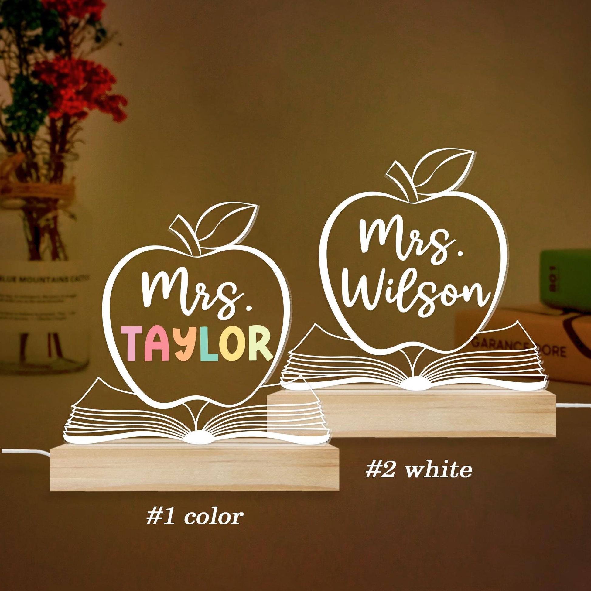 Personalized Teacher Night Light Custom Teacher Name Sign, Custom Name Light Classroom Decor, Back To School Gift, Teacher Appreciation Gift