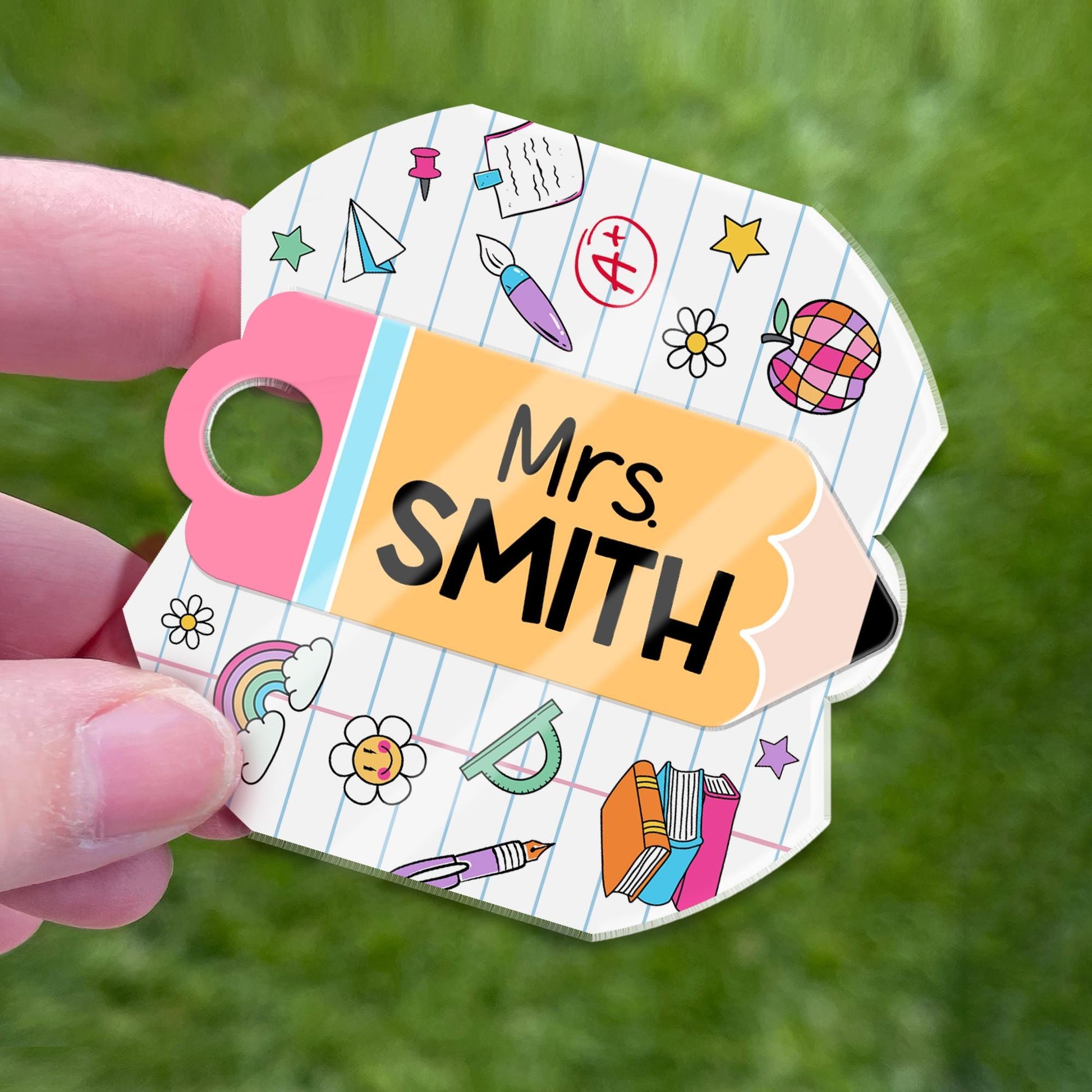 Custom Pencil Tumbler Name Tag, Teacher Name Tumbler Plate Topper, 40oz/30oz Tumbler Lid Name Tag, Back To School, Teacher Appreciation Gift