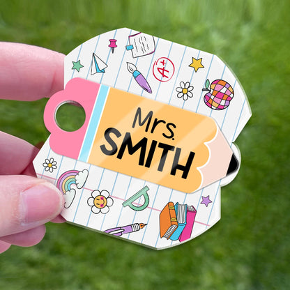 Custom Pencil Tumbler Name Tag, Teacher Name Tumbler Plate Topper, 40oz/30oz Tumbler Lid Name Tag, Back To School, Teacher Appreciation Gift