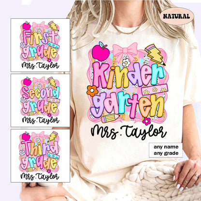 Personalized Teacher Shirt, Custom Grade, Back To School Cotton Tee