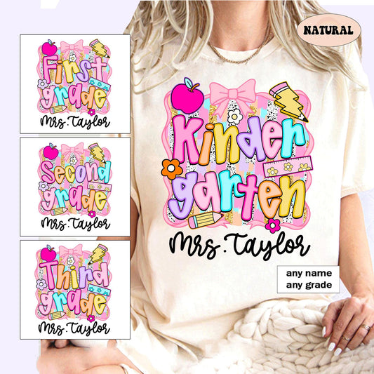 Personalized Teacher Shirt, Custom Grade, Back To School Cotton Tee