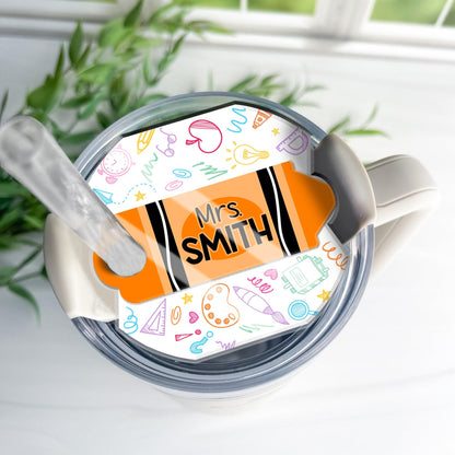 Custom Pencil Tumbler Name Tag, 40oz/30oz Tumbler Lid Name Tag, Teacher Name Tumbler Plate Topper, Back To School, Teacher Appreciation Gift