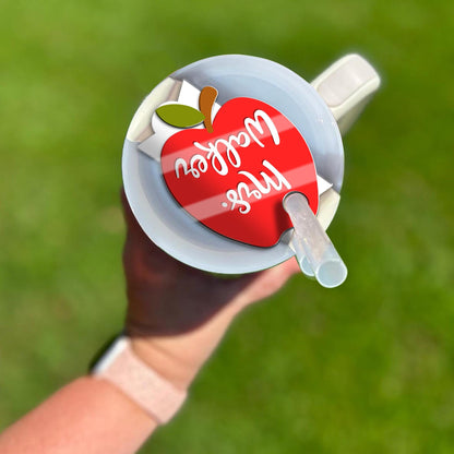 Personalized Apple Topper 40oz/30oz, Custom Tumbler Name Tag, Teacher Stanley Name Plate, Back To School Gift, Teacher Appreciation Gift
