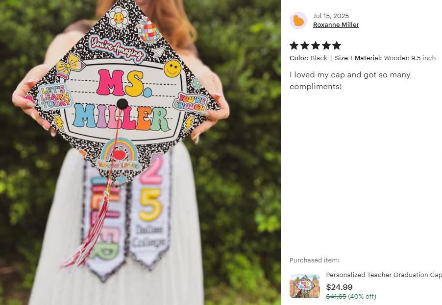 Personalized Teacher Graduation Cap Topper, Class Of 2025, Teacher Gift, Composition Book Graduation Cap Decoration Topper, Graduation Gift