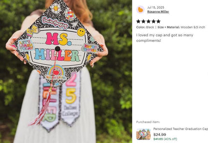 Personalized Teacher Graduation Cap Topper, Class Of 2025, Teacher Gift, Composition Book Graduation Cap Decoration Topper, Graduation Gift