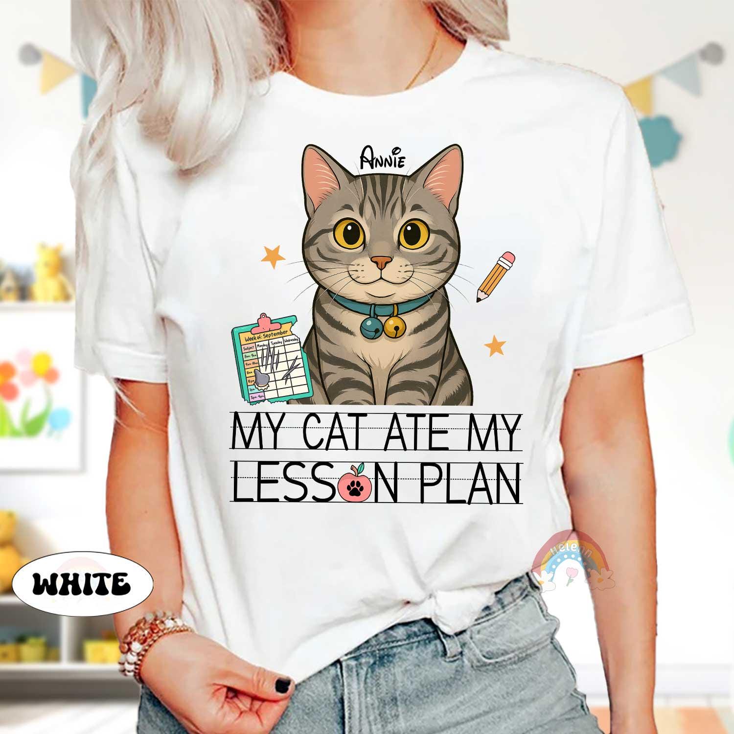 My Dog Ate My Lesson Plan Custom Teacher Shirt Pet Photo, Funny Teacher, Back To School, Dog Mom Teacher Life, Teacher Appreciation Gift