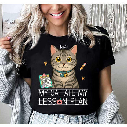 My Dog Ate My Lesson Plan Custom Teacher Shirt Pet Photo, Funny Teacher, Back To School, Dog Mom Teacher Life, Teacher Appreciation Gift