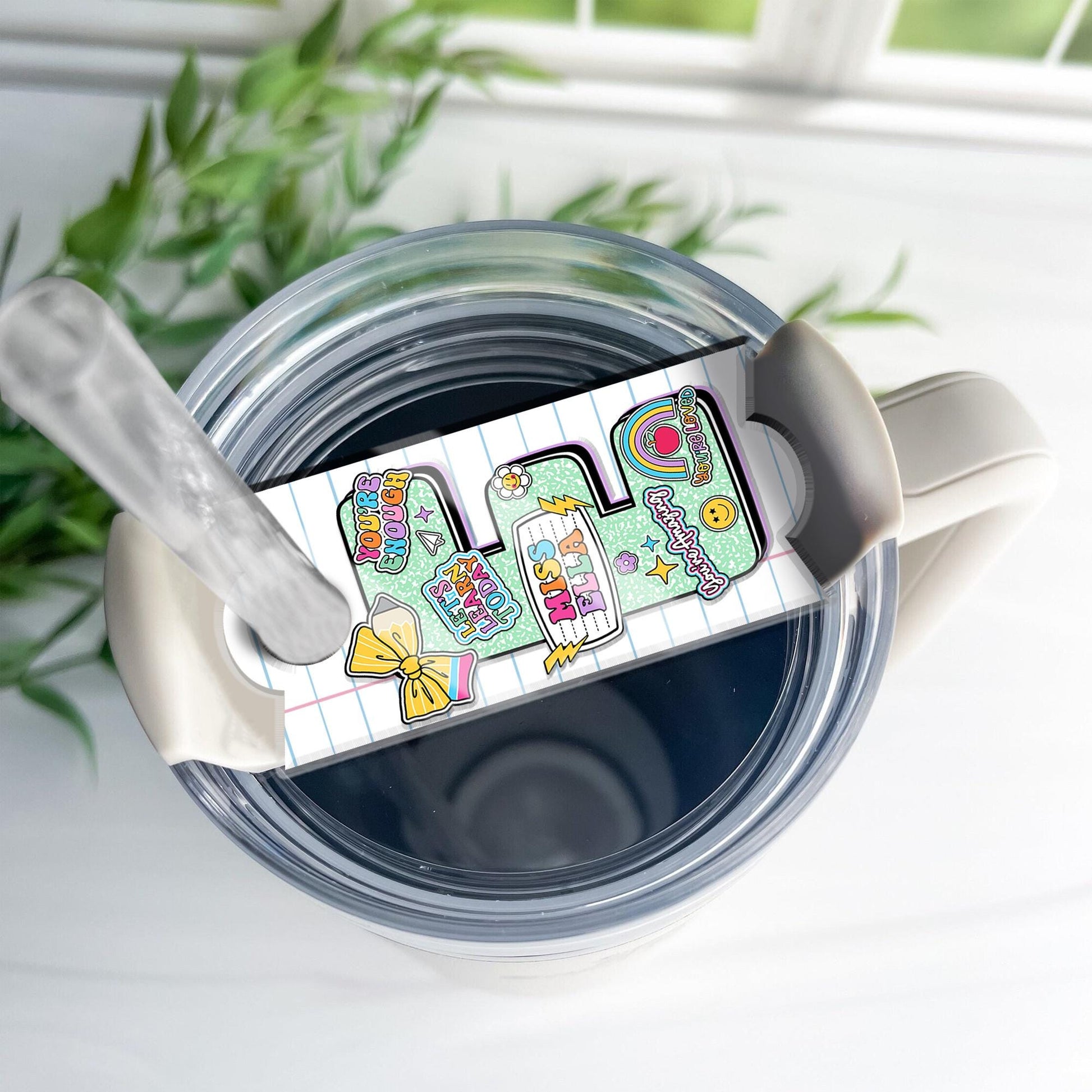 Personalized Tumbler Name Plate Composition Book, Teacher Gifts, 40oz/30oz Tumbler Lid Name Tag, Back To School, Teacher Appreciation Gift