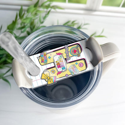 Personalized Tumbler Name Plate Composition Book, Teacher Gifts, 40oz/30oz Tumbler Lid Name Tag, Back To School, Teacher Appreciation Gift